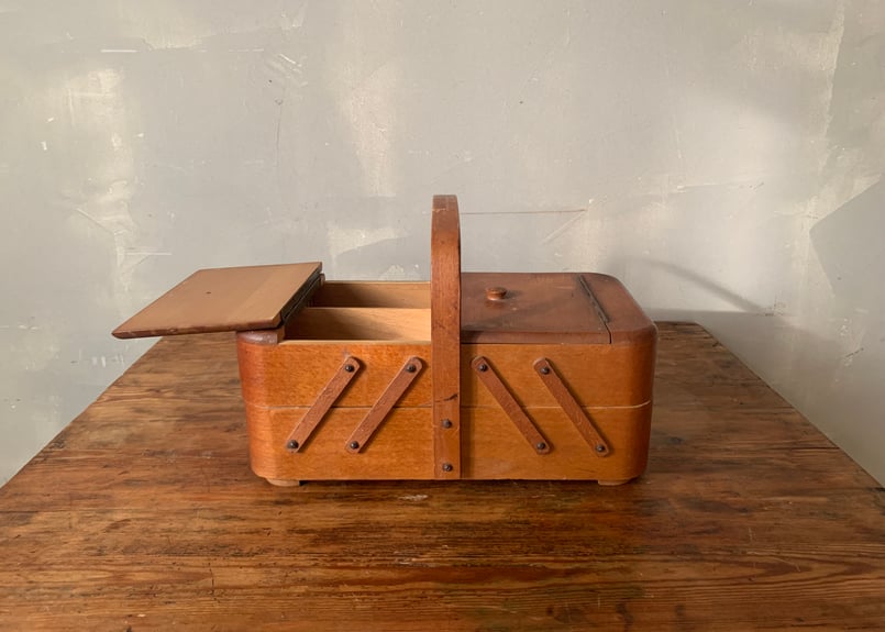 ソーイングボックス 木製 引出し付 あおい 幅32.5cm （ 日本製 天然木