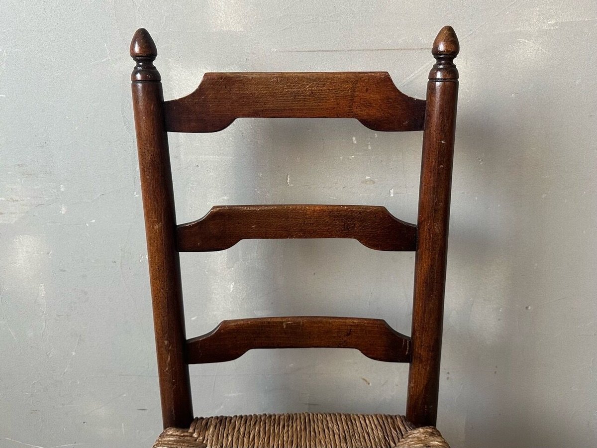 1970s イギリス チーク ラダーバックチェア 仕上済 ラダーバックラッシュシートチェア S-747 | mumokuteki antique&repair