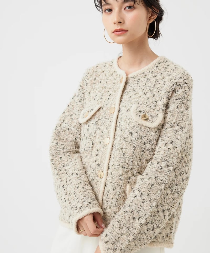 torrazzo donna（トラッゾドンナ）】ツイードニットジャケット | nulla
