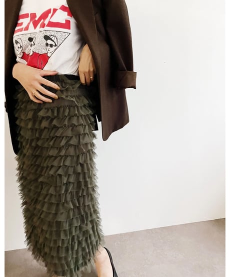 【torrazzo donna （トラッゾドンナ）】メッシュフリル Iラインスカート