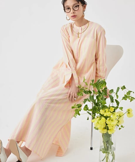 【torrazzo donna（トラッゾドンナ）】ストライプブロックプリントドレス