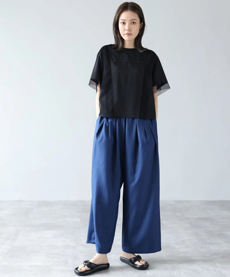 【HERENCIA （ヘレンチア）】切替メッシュ バックオープンブラウス