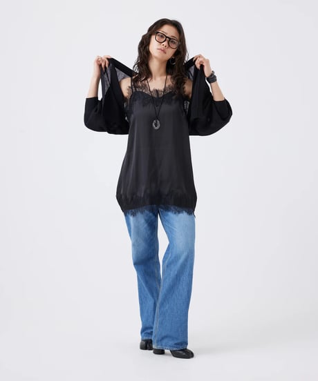 【torrazzo donna（トラッゾドンナ）】レースサテンキャミソール