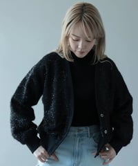 【HERENCIA（ヘレンチア）】ブロックラメフリンジ カーディガン