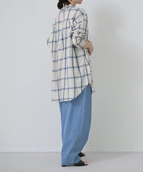 【HERENCIA（ヘレンチア）】ソフトチェック ロングシャツ