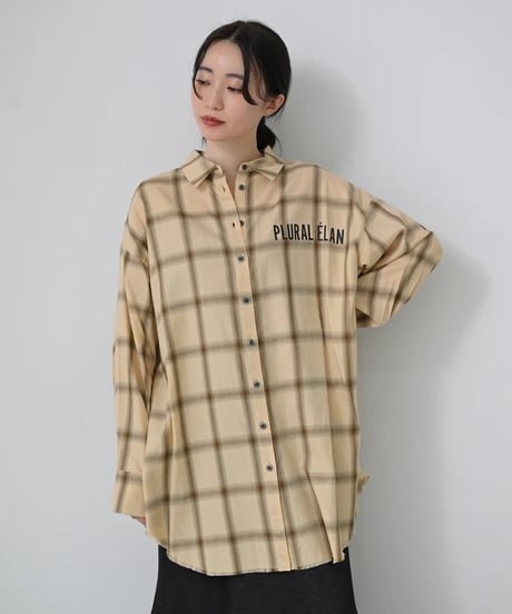 【HERENCIA（ヘレンチア）】ソフトチェック ロングシャツ