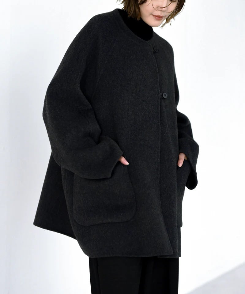 【新品】 ヘレンチア HERENCIA コードレース ブルゾン 黒 HERENCIA（ヘレンチア）】スカーフ付 ショートコート | nulla online