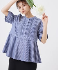 【torrazzo donna（トラッゾドンナ）】ストライプフレアブラウス