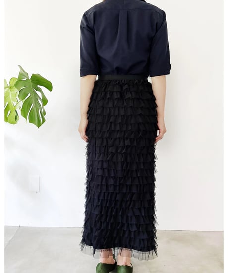【torrazzo donna （トラッゾドンナ）】メッシュフリル Iラインスカート