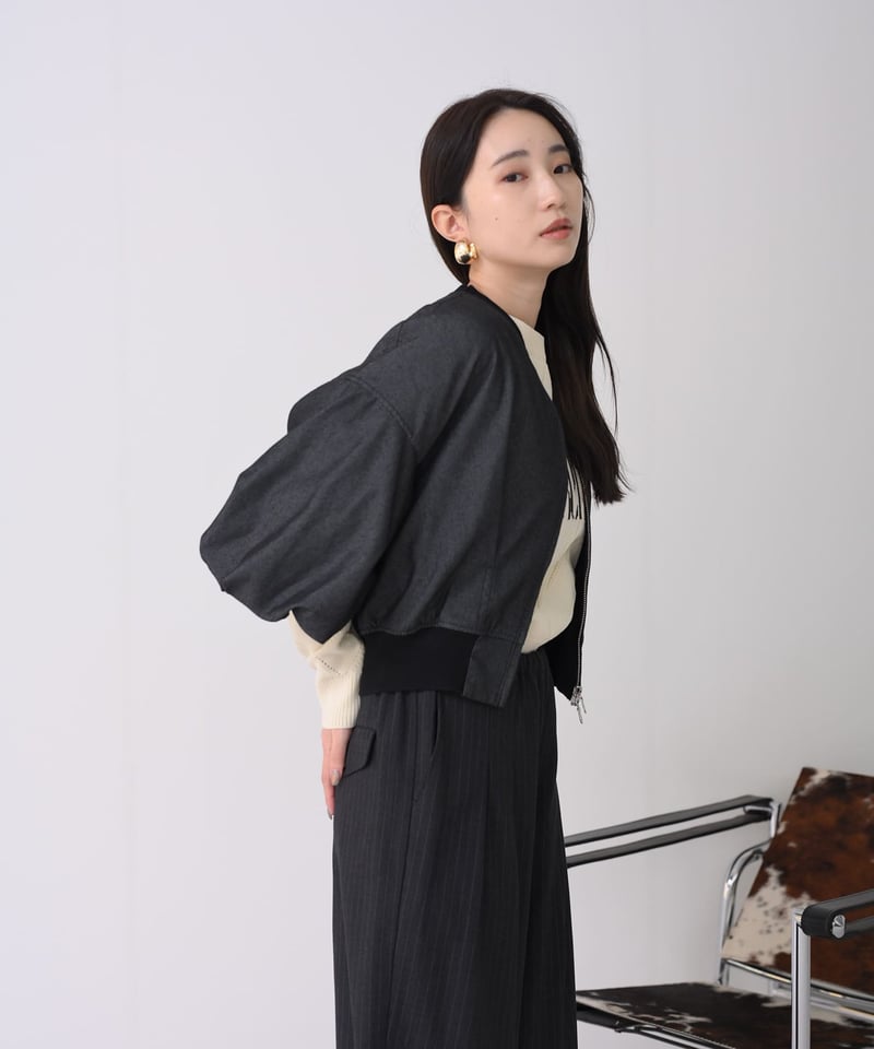 美品 ヘレンチア Herencia フリル袖 ブルゾン ジャケット FREE 美品 ヘレンチア Herencia フリル袖 ブルゾン ジャケット FREE