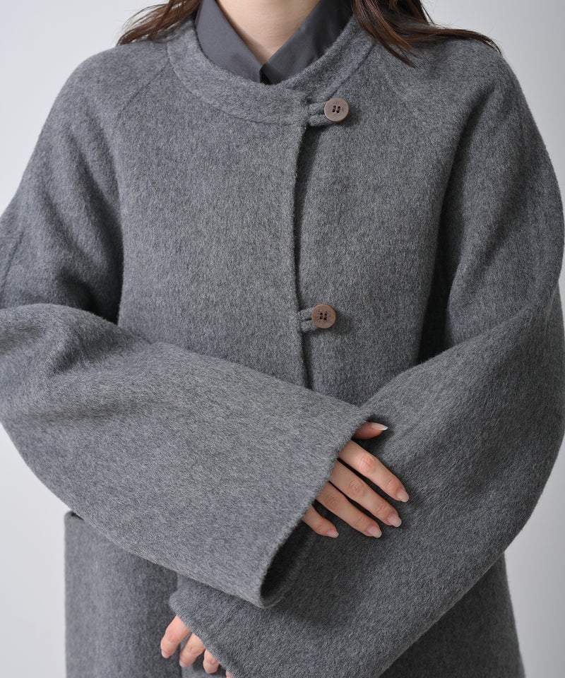 ウール ショートスカーフコート L ミンク 新品 HERENCIA（ヘレンチア）】スカーフ付 ショートコート | nulla online