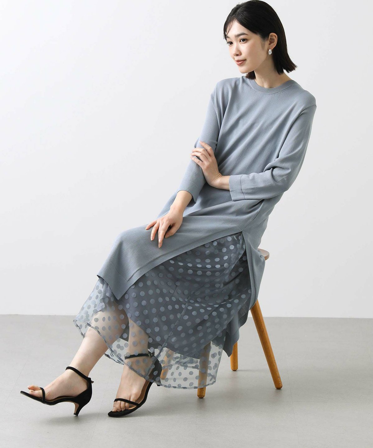 torrazzo donna（トラッゾドンナ）】ドットチュールキャミワンピース  