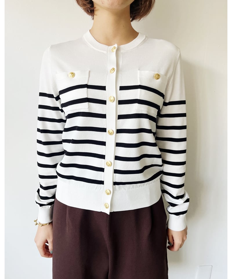 ボタンが可愛い♡ TORRAZZO DONNA ボーダーカーディガン TORRAZZO DONNA トラッゾドンナ 6260-693 ビジューカーディガン