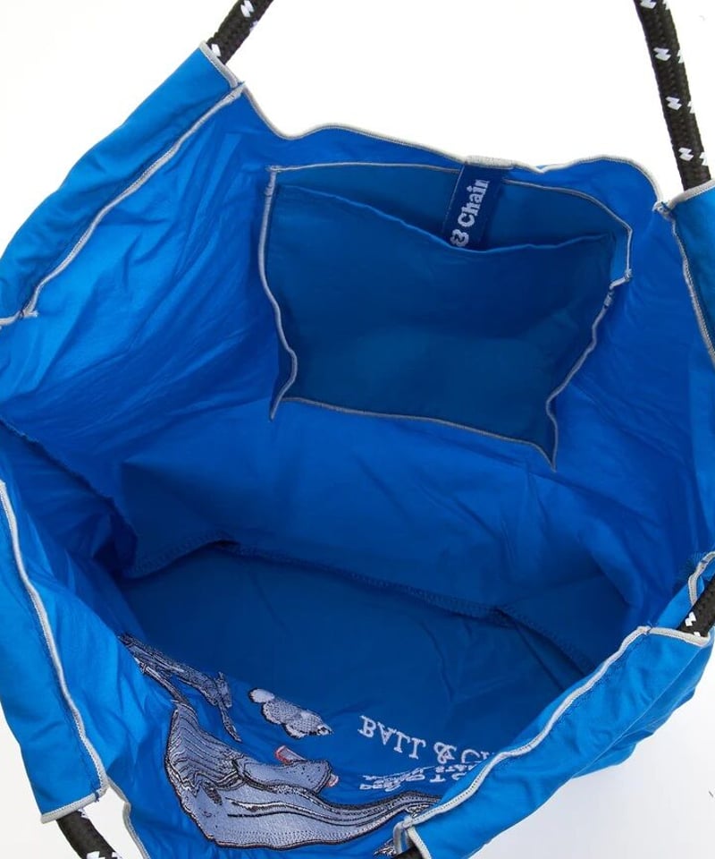 千鳥屋刺繍エコバッグ（ベージュ・ブルー）ボールアンドチェーン 千鳥屋刺繍エコバッグ（ベージュ・ブルー）ボールアンドチェーン 千鳥