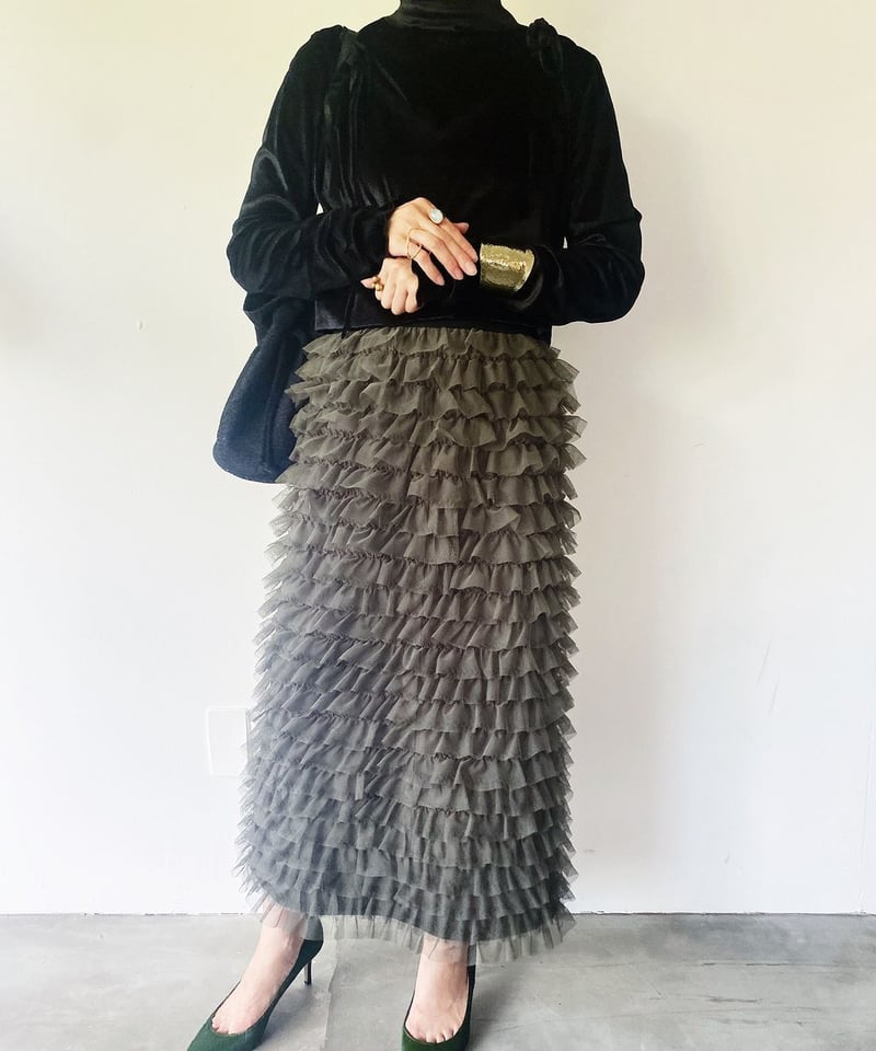 torrazzo donna （トラッゾドンナ）】メッシュフリル Iラインスカート 