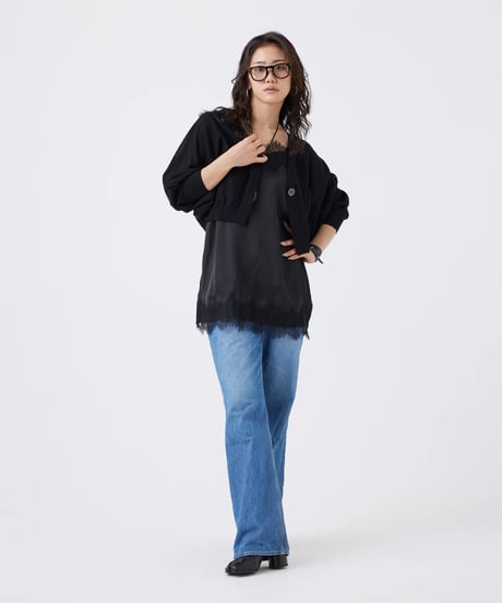 【torrazzo donna（トラッゾドンナ）】レースサテンキャミソール