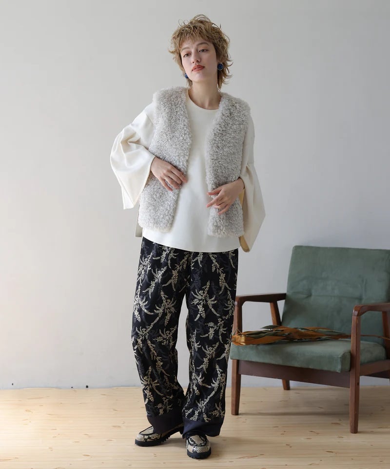 HERENCIA（ヘレンチア）】サイドリボン ボアベスト | nulla online