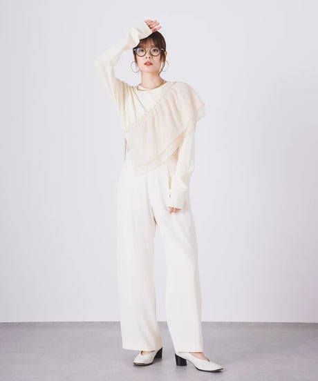 【torrazzo donna（トラッゾドンナ）】フリルパーツ別付きベーシックニット