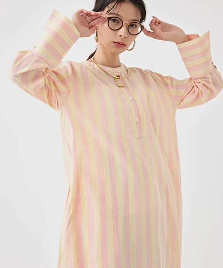 【torrazzo donna（トラッゾドンナ）】ストライプブロックプリントドレス