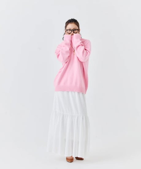 【torrazzo donna（トラッゾドンナ）】ラクーン混ベーシック2WAYネックトップス