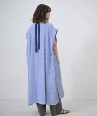 【HERENCIA（ヘレンチア）】バックリボン ストライプシャツワンピース