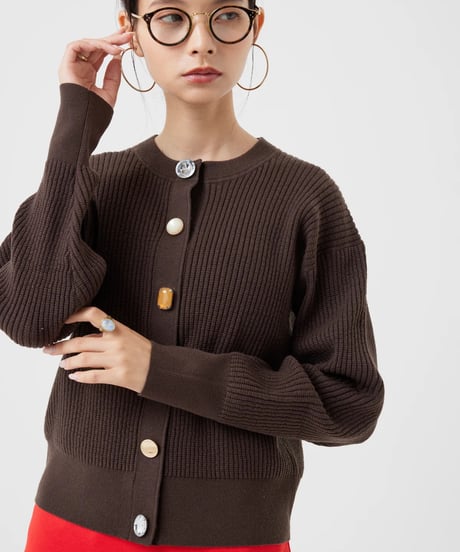 【torrazzo donna（トラッゾドンナ）】ワッフル編みビジューカーディガン