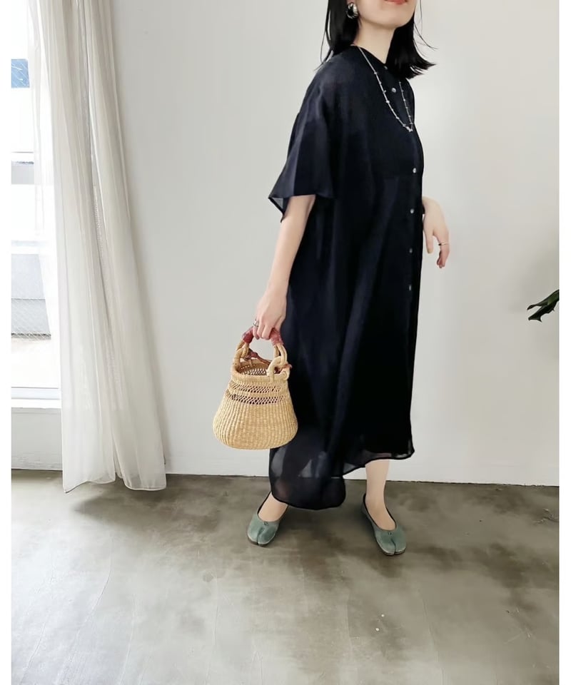 torrazzo donna (トラッゾドンナ)】インドコットンシャツワンピース(ブラック)...