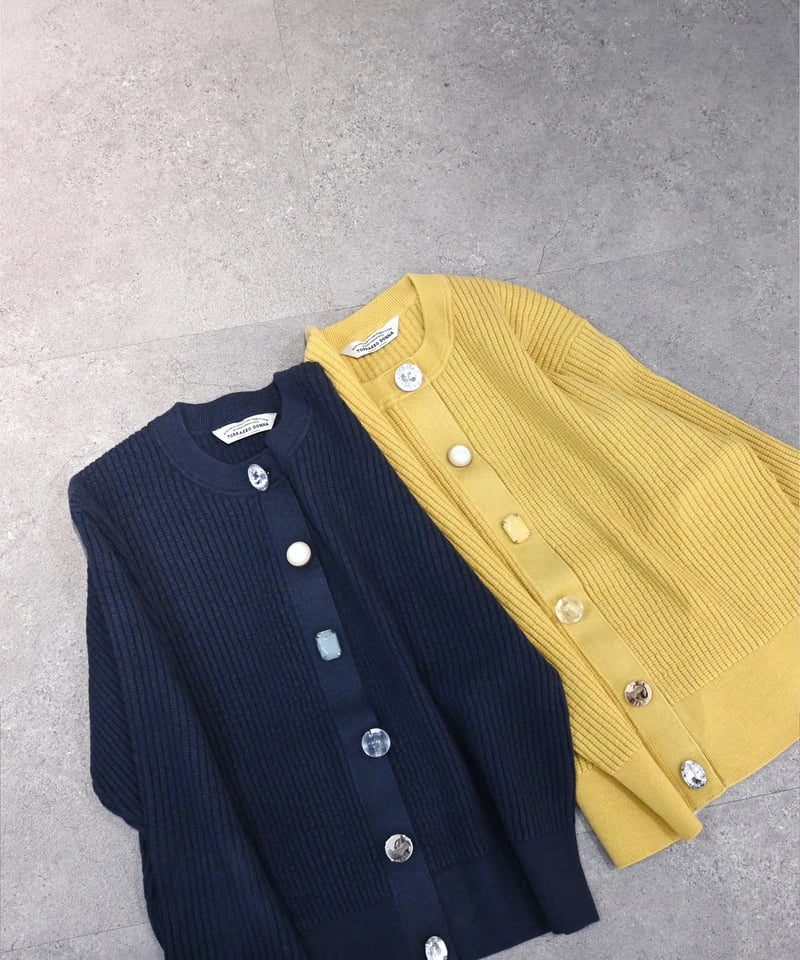 torrazzo donna（トラッゾドンナ）】ワッフル編みビジューカーディガン