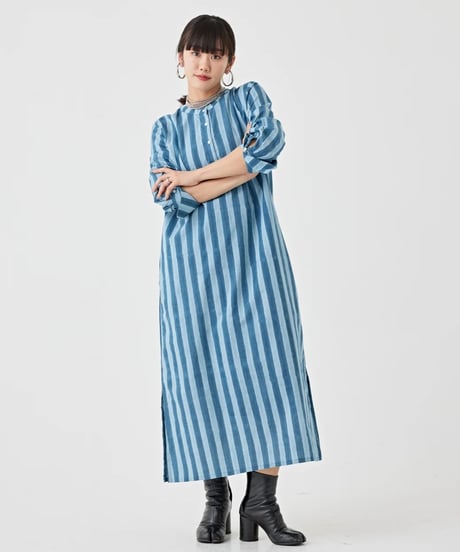 【torrazzo donna（トラッゾドンナ）】ストライプブロックプリントドレス
