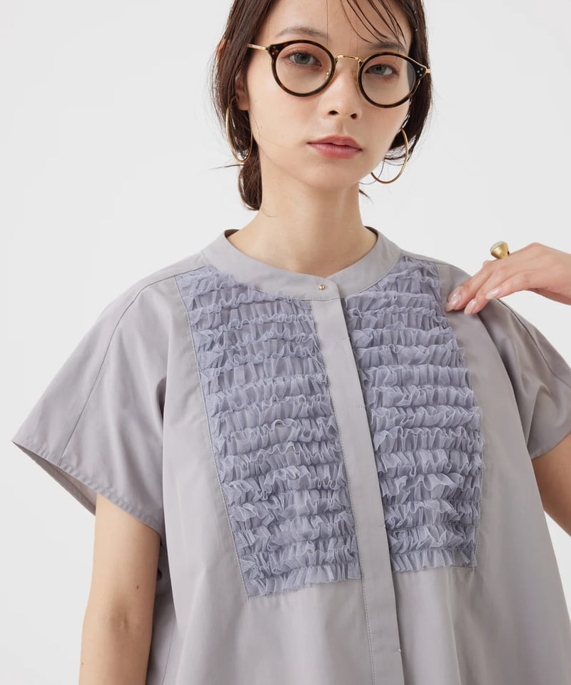 【新品・未使用】TORRAZZO DONNA ウェーブフリル半袖ブラウス 着用ライブあり】TORRAZZO DONNA/ウェーブフリル半袖ブラウス