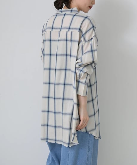 【HERENCIA（ヘレンチア）】ソフトチェック ロングシャツ