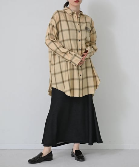 【HERENCIA（ヘレンチア）】ソフトチェック ロングシャツ