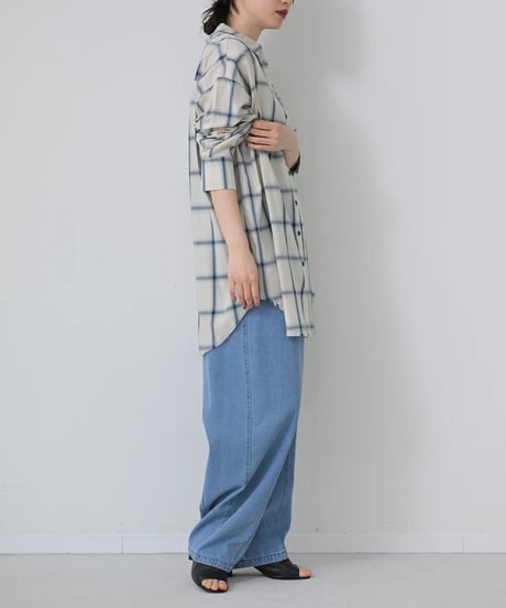 【HERENCIA（ヘレンチア）】ソフトチェック ロングシャツ