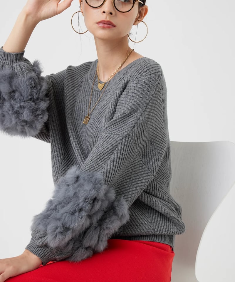 torrazzo donna（トラッゾドンナ）】ラビットファー2WAYニット