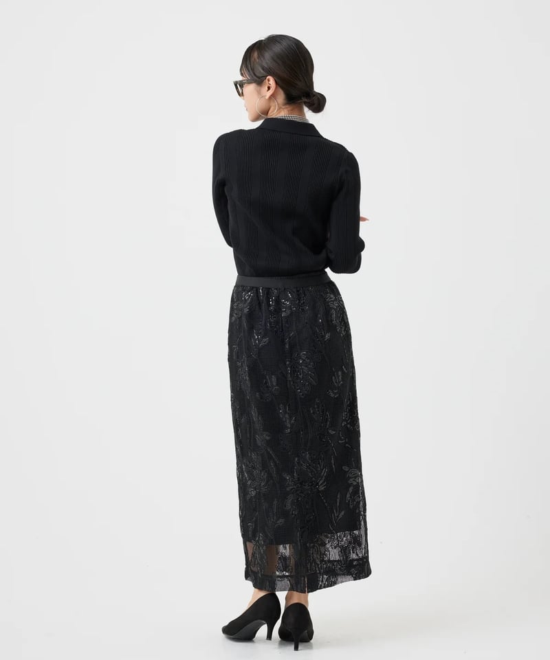 torrazzo donna（トラッゾドンナ）】リブ編みポロニットトップス