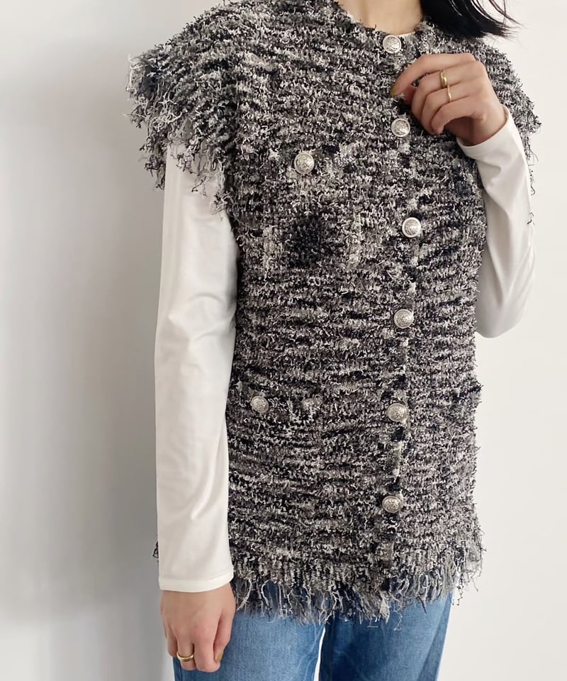TORRAZZO DONNA トラッツォドンナ　ニットファーベスト　未使用に近い TORRAZZO DONNA トラッツォドンナ ニットファーベスト 未使用に近い