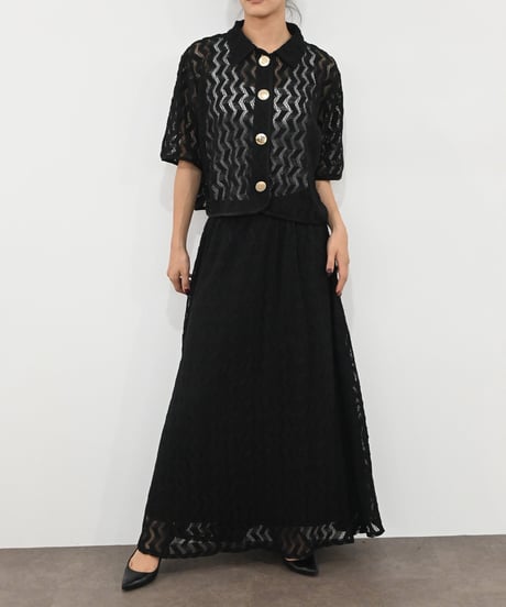【torrazzo donna（トラッゾドンナ）】ジオメトリックレースシャツ