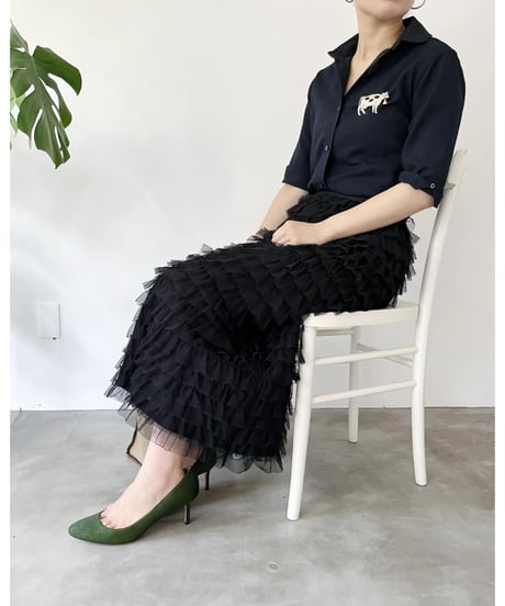 【torrazzo donna （トラッゾドンナ）】メッシュフリル Iラインスカート