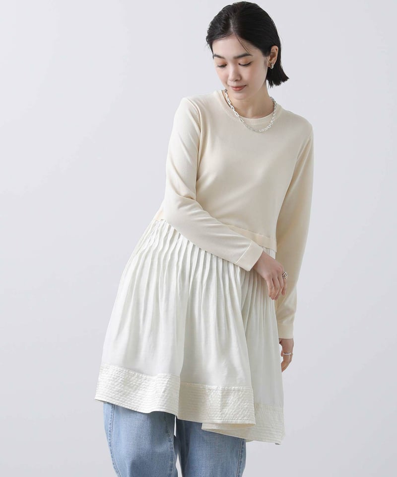 torrazzo donna （トラッゾドンナ）】ニットハイブリッド ブラウス