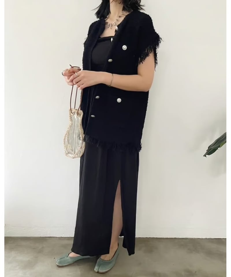 トラッゾドンナ　コットンテープヤーンニット　半袖ベスト重ね着　トップス torrazzo donna （トラッゾドンナ）】ファンシーヤーンニット