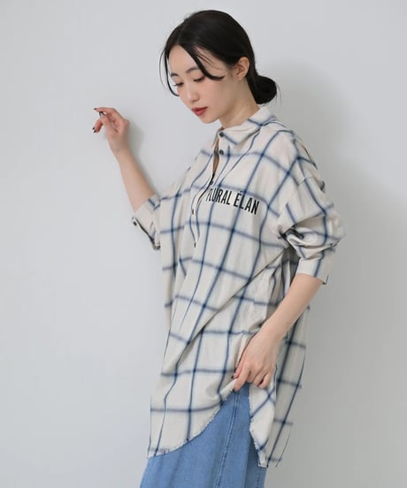 【HERENCIA（ヘレンチア）】ソフトチェック ロングシャツ