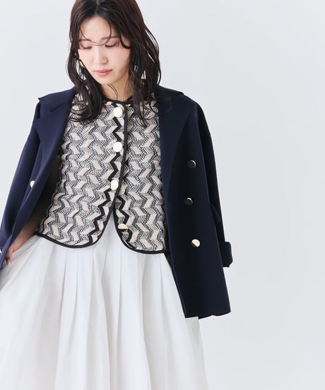【torrazzo donna（トラッゾドンナ）】ジェオメトリックレースベスト