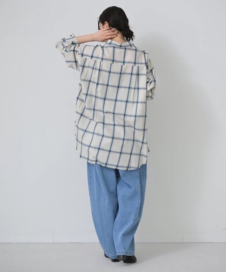 【HERENCIA（ヘレンチア）】ソフトチェック ロングシャツ