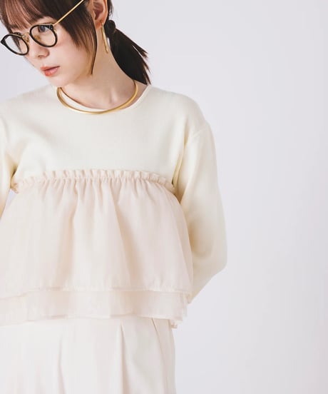 【torrazzo donna（トラッゾドンナ）】フリルパーツ別付きベーシックニット