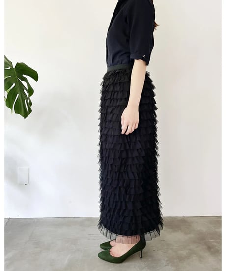 【torrazzo donna （トラッゾドンナ）】メッシュフリル Iラインスカート