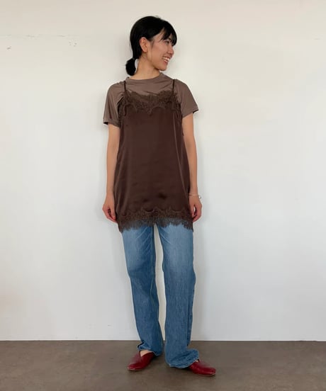 【torrazzo donna（トラッゾドンナ）】レースサテンキャミソール