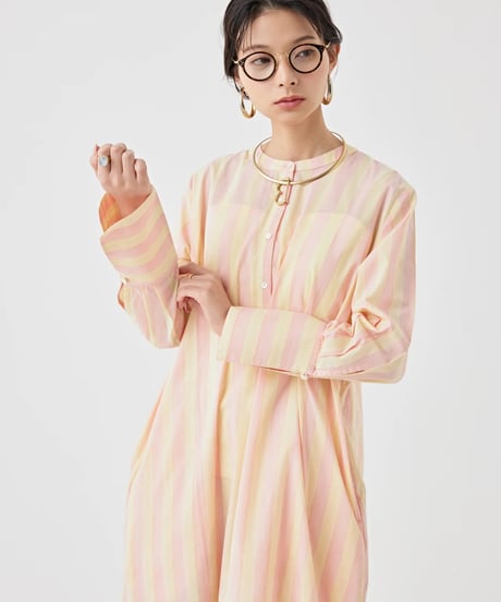 【torrazzo donna（トラッゾドンナ）】ストライプブロックプリントドレス