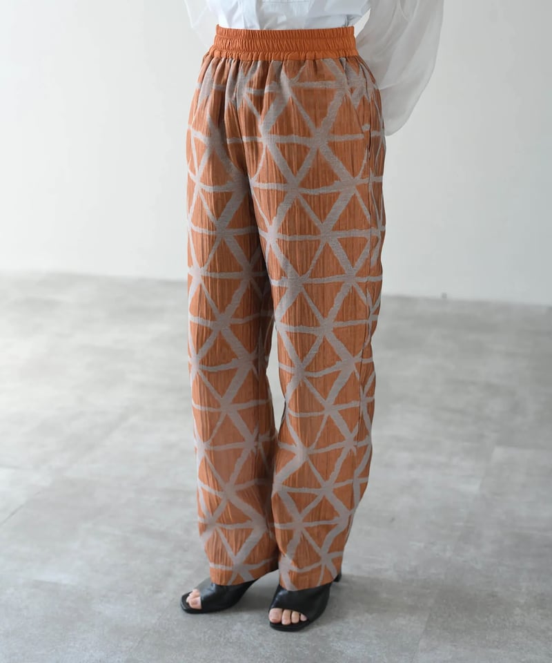 HERENCIA 　チェック柄パンツ サイズ38 タックワイドチェックパンツ