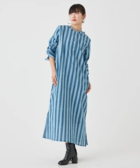 【torrazzo donna（トラッゾドンナ）】ストライプブロックプリントドレス