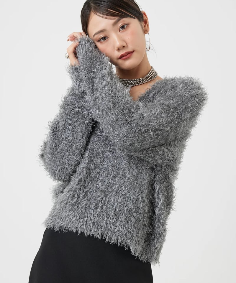 torrazzo donna（トラッゾドンナ）】シャギーVネックニットトップス